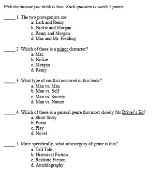 drivers education final exam answers